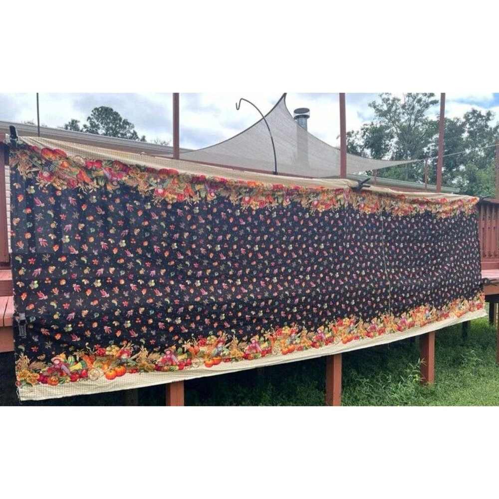 Vintage Sharon Kessler Concord Fall Thanksgiving Harvest Fabric HUGE 14ft by 58